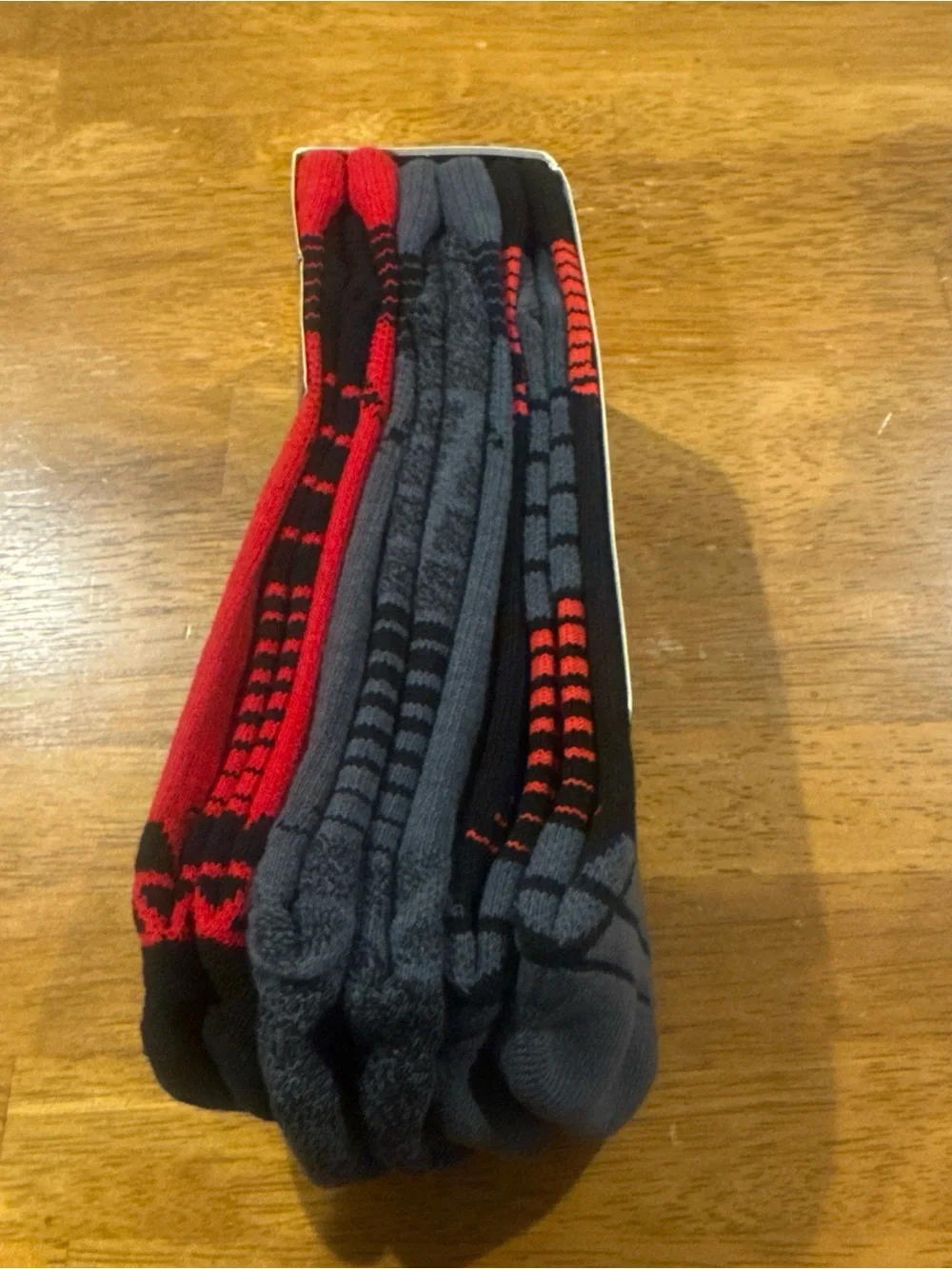 Under Armour Elevated 3 Pair Crew Socks Large Red Gray Orange Mens New With Tags